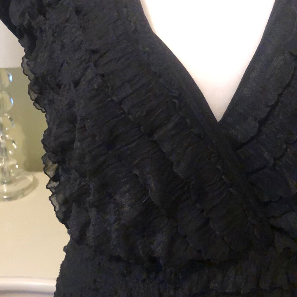213 By Michelle Kim Black Ruffle Dress Size Small - Picture 2 of 7